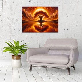 Obraz – Strom v krvavom slnku (70x50 cm)