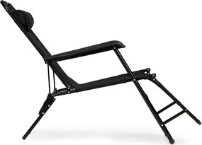 Ležadlo s opierkou hlavy, skladacia konštrukcia, čierne