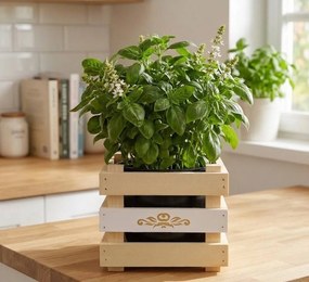 AMADEA Drevený obal na kvetináč s motívom čipky, 17x17x15cm, drevený kvetináč Český výrobek