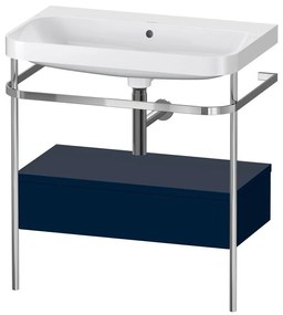 DURAVIT Happy D.2 Plus c-shaped kovový stojací podstavec s nábytkovým umývadlom bez otvoru, 1 zásuvka, 775 x 490 x 850 mm, chróm/nočná modrá matná lakovaná, HP4842N9898