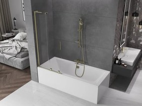 Mexen Velar L, 2-krídlová posuvná vaňová zástena 80 x 150 cm, 8mm číre sklo, zlatý lesklý profil, 896-080-003-01-50