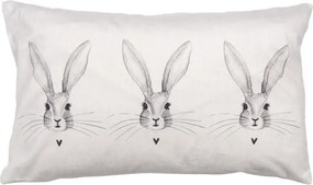 Béžová obliečka na vankúš s hlavou králika a srdiečkom - 30*50 cm