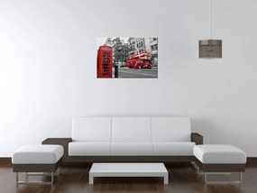 Gario Obraz s hodinami Telefónna búdka v Londýne UK Rozmery: 30 x 30 cm