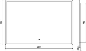 Mexen Navia, LED kúpeľňové zrkadlo s podsvietením 120 x 80 cm, 6000K, ochrana proti zahmlievaniu, 9803-120-080-611-00