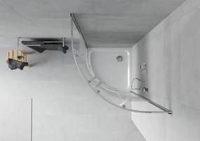 Mexen Rio sprchová kabína polkruhová 90 x 90 cm, biele pruhy, chróm + vanička Flat, biela - 863-090-090-01-20-4110