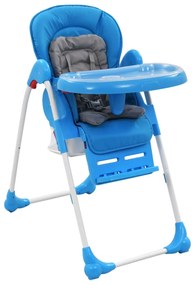 Vysoká detská jedálenská stolička modrá a sivá