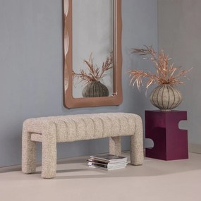 Svetlohnedá polstrovaná lavica z textílie buklé Frex – WOOOD