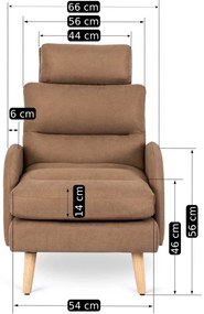 Rozkladacie kreslo s podnožkou HENRY – hnedé
