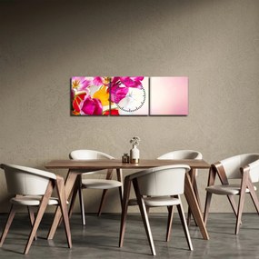 Obraz tulipánov (s hodinami) (90x30 cm)