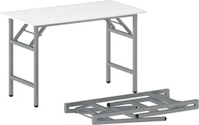 Konferenčný stôl FAST READY, 120x60 cm, sivostrieborná podnož, biela