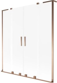 Mexen Velar L Duo, 2-krídlová posuvná vaňová zástena 160 x 150 cm, 8mm sklo námraza, ružové zlato, 896-160-003-32-60