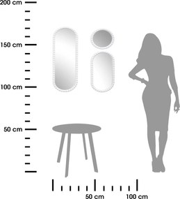 Zrkadlo Pebble, biele, sada 3ks