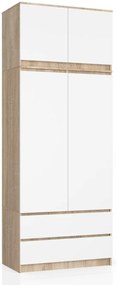 Šatníková skriňa s nadstavcom Star 90 cm dub sonoma/biela