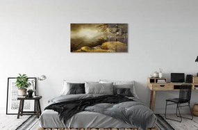 Sklenený obraz Dragon horské mraky zlato 140x70 cm