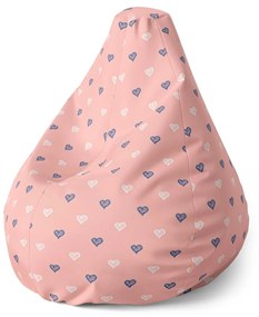 Sablio Sedací vak Pear Srdiečka na ružovej - 70 x 95 x 15 cm