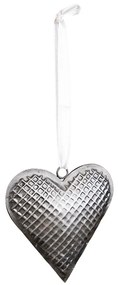 Šedé antik závesné kovové srdce Herli - 10*2*10 cm