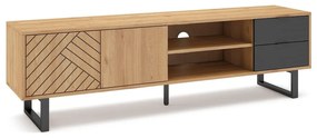 Antracitovosivá/prírodný TV stolík v dekore duba 180x51,5 cm Madona - Marckeric