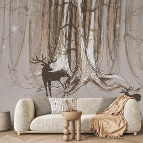 Fototapeta - Jelene medzi stromami (147x102 cm)