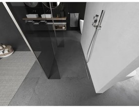 Mexen Kioto, 3-stenová sprchová zástena Walk-In 125 x 30 x 30 cm, 8mm číre sklo, brúsená oceľ profil, 800-125-030-222-97-00-030