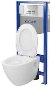 Cersanit Moduo, System50 MECH podomietkový rám + závesná wc misa Moduo Plus CleanOn + chrómové tlačidlo MOVI II, S701-769