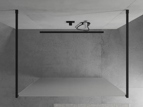 Mexen Kioto, priechodná sprchová zástena 100 x 200 cm, 8mm sklo námraza, 2x čierna stabilizačná rozpera, 800-100-002-70-30