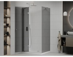 Mexen Roma, sprchový kút s krídlovými dverami 120 (dvere) x 70 (stena) cm, 6mm šedé sklo, chrómový profil + slim sprchová vanička biela + chrómový sifón, 854-120-070-01-40-4010