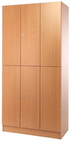Drevená šatníková skrinka Visio - 6 boxov, 90 x 45 x 185 cm, cylindrický zámok, buk