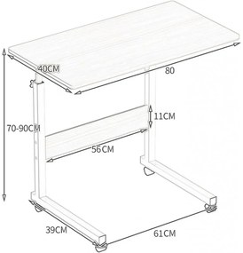 Mobilný stolík pod notebook, tablet alebo knihu 80 x 40 cm čierna