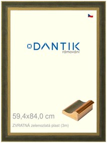 DANTIK rám na obraz 59,4x84 | ZVRATNÁ zelenozlatá plast (Plexi Čiré)