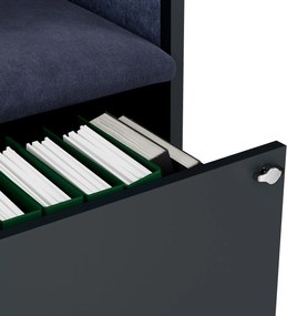 Akustická kabína SALLY MentalBox 600 mm – antracitový korpus, tmavomodré sedadlo