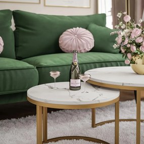 KONFERENČNÝ STOLÍK DIJON 2v1 BIELY MRAMOR + ZLATÝ PODSTAVEC