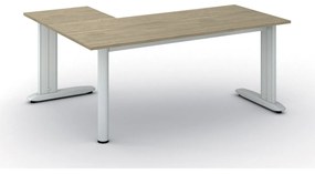Rohový kancelársky písací stôl PRIMO FLEXIBLE, 1800 x 1400 mm, dub prírodný
