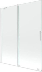 Mexen Velar, 2-krídlová posuvná vaňová zástena 140 x 150 cm, 8mm číre sklo, biely profil, 896-140-000-01-20