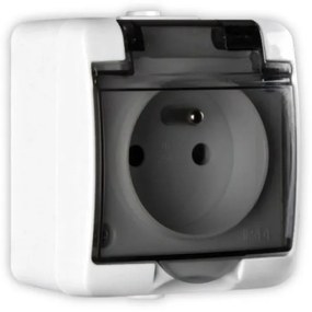 Elhard Vonkajšia zásuvka na omietku Tew, IP44, biela TE2100W