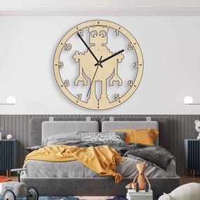 Hodiny s robotom – hravý dizajn pre váš moderný interiér I SENTOP PR0442 plywood