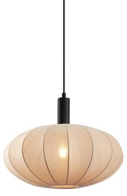 Japandi závesná lampa čierna s hnedým látkovým tienidlom - Bida