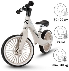 Kidwell NIX detský balančný bicykel – ľahký nylonový rám, PU kolesá 29 cm (sivý)