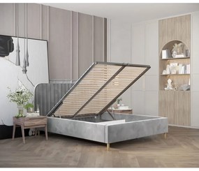 Sivá čalúnená jednolôžková posteľ s úložným priestorom s roštom 120x200 cm Noto – Maison de Rêve