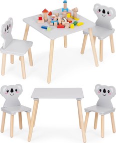 ECOTOYS detský nábytok: stolík + 2 stoličky Koala, drevo/MDF, pre deti 3+