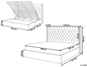 Zamatová posteľ s úložným priestorom 180 x 200 cm svetlosivá LUBBON Beliani