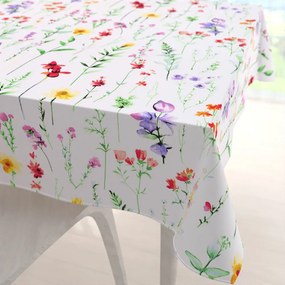 Biante Bavlnený štvorcový obrus Sandra SA-492 Kvetovaná lúka na bielom 150x150 cm