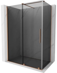 Mexen Velar, sprchový kút s posuvnými dverami 160 x 90 cm, 8mm šedé sklo, medená matná, 871-160-090-41-65