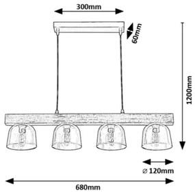 Rabalux 3120 - Luster na lanku CARDAMON 4xE14/40W/230V