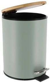 TENDANCE Odpadkový kôš Timeless, zelená/s drevenými prvkami, 2,5 l