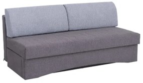 Čalúnená rozkladacia trojmiestna pohovka na každodenné spanie bez opierok PAUL sivá