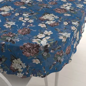 Biante Teflónový oválny obrus TF-061 Kvety na modrom 140x220 cm