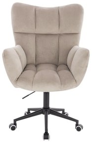 LuxuryForm DESIGN Kreslo AURORA VELUR na čiernej podstave s kolieskami - latte