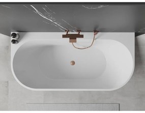 Mexen Oval+, voľne stojaca vaňa ku stene 170 x 80 cm, biela lesklá, medená matná prepad, 52681708000-65