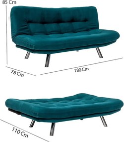 Třímístná rozkládací pohovka Misa Small 175 cm petrolejová