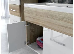 Kúpelňový nábytok Lumia MDF, Farby: dąb wotan / biały lamel + dąb wotan, Sifón: so sifónom, Umývadlová batéria: Economico BYU 020M